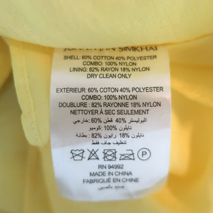 Jonathan Simkhai Aulora Cutout Mini Dress Chamomile Cotton Size Small NEW