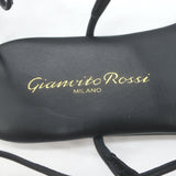 Gianvito Rossi Gwyneth Ankle Wrap Flat Sandals Black Leather Size 37.5