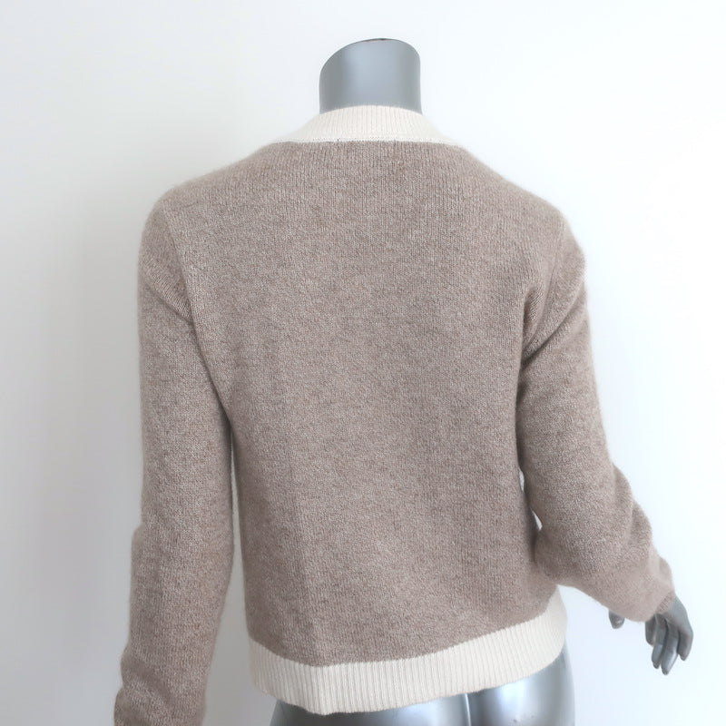 27 Miles Corrine Cashmere Faux Pearl-Button Cardigan Taupe Size Small