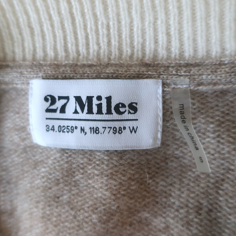 27 Miles Corrine Cashmere Faux Pearl-Button Cardigan Taupe Size Small