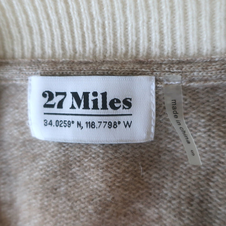 27 Miles Corrine Cashmere Faux Pearl-Button Cardigan Taupe Size Small