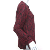 A.L.C. Tie Neck Blouse Red Snakeskin Print Silk Size 6 Long Sleeve Top