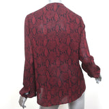 A.L.C. Tie Neck Blouse Red Snakeskin Print Silk Size 6 Long Sleeve Top
