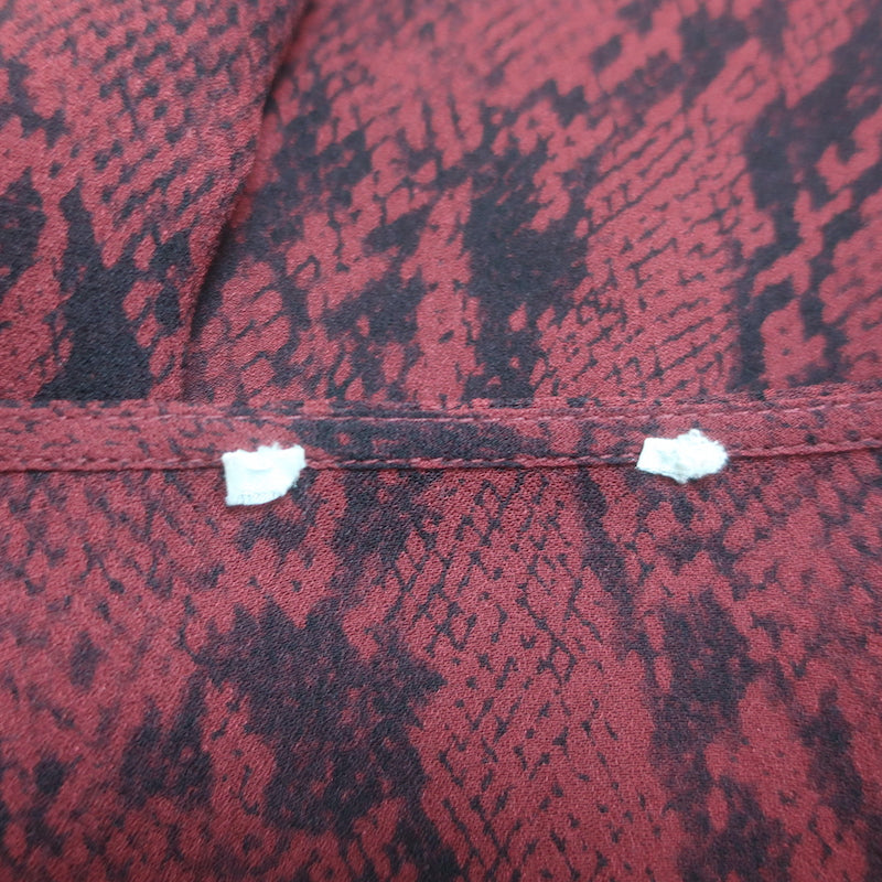 A.L.C. Tie Neck Blouse Red Snakeskin Print Silk Size 6 Long Sleeve Top