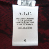 A.L.C. Tie Neck Blouse Red Snakeskin Print Silk Size 6 Long Sleeve Top