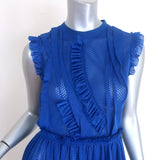 Givenchy Ruffled Mesh Pleated Mini Dress Cobalt Blue Size 36
