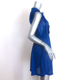 Givenchy Ruffled Mesh Pleated Mini Dress Cobalt Blue Size 36