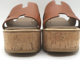 Hermes Eze 30 Cork Platform Wedge Sandals Brown Leather Size 36