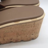 Hermes Eze 30 Cork Platform Wedge Sandals Brown Leather Size 36