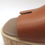 Hermes Eze 30 Cork Platform Wedge Sandals Brown Leather Size 36