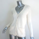 Jenni Kayne Pearl-Button Cardigan Cream Angora-Blend Size Extra Small