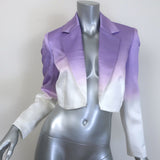 Sandro Iska Cropped Ombre Satin Blazer Lavender/Cream Linen-Blend Size 34