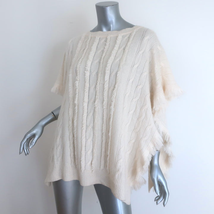 Ralph Lauren Purple Label Cashmere Cable Knit Poncho Vanilla Size Extra Small/Small