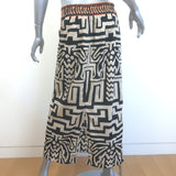 Johanna Ortiz Mozambique Ankle Skirt Black/Ecru Printed Cotton Size 8