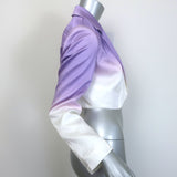 Sandro Iska Cropped Ombre Satin Blazer Lavender/Cream Linen-Blend Size 34