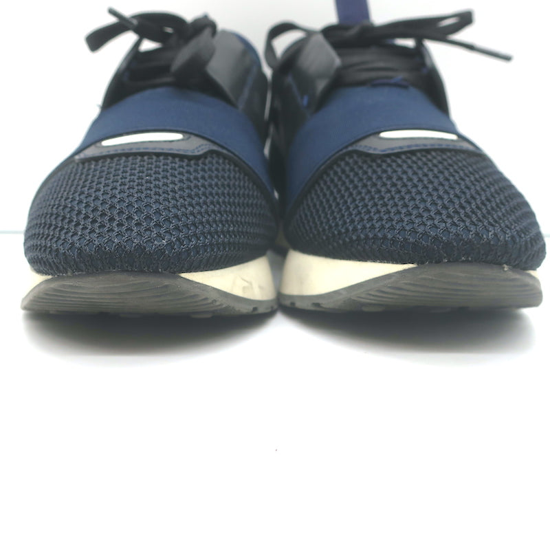Balenciaga Race Runner Sneakers Navy Leather &amp; Mesh Size 37