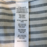 FRAME Rolled-Sleeve Button Down Top Gray/White Striped Cotton-Blend Size Small