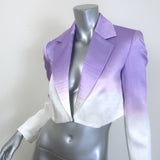 Sandro Iska Cropped Ombre Satin Blazer Lavender/Cream Linen-Blend Size 34