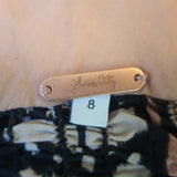 Johanna Ortiz Mozambique Ankle Skirt Black/Ecru Printed Cotton Size 8