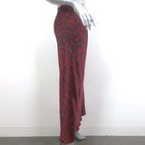 Anine Bing Bar Midi Skirt Red Leopard Print Silk Satin Size Medium