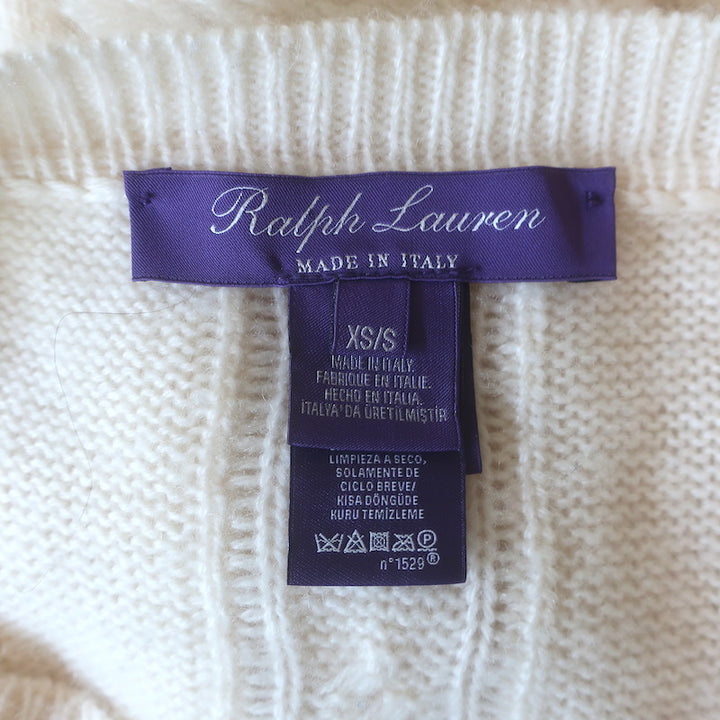 Ralph Lauren Purple Label Cashmere Cable Knit Poncho Vanilla Size Extra Small/Small