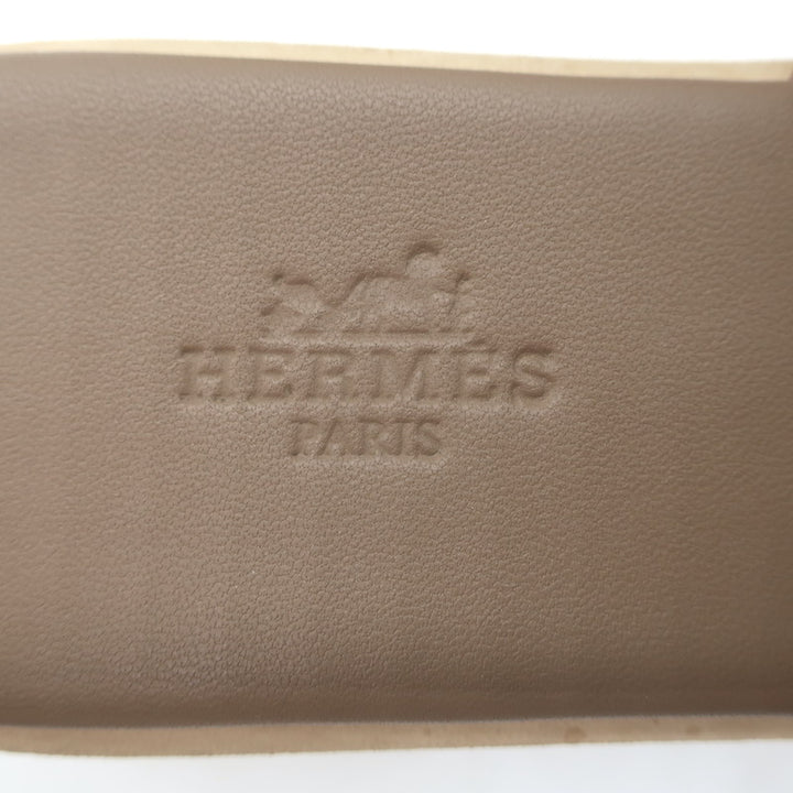 Hermes Eze 30 Cork Platform Wedge Sandals Brown Leather Size 36