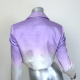 Sandro Iska Cropped Ombre Satin Blazer Lavender/Cream Linen-Blend Size 34