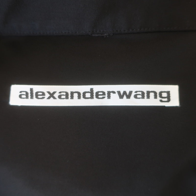 Alexander Wang Asymmetrical Draped Cowl Neck Midi Dress Black Jersey Size 12