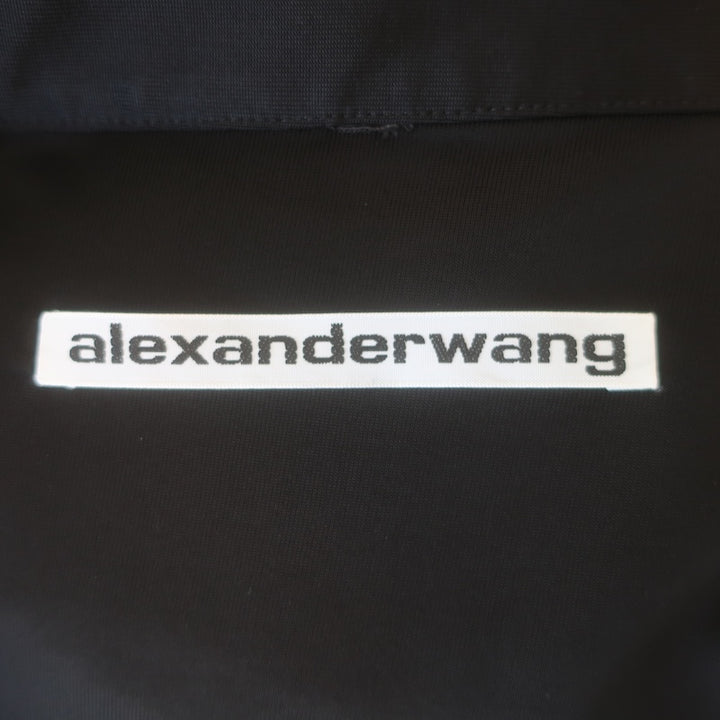 Alexander Wang Asymmetrical Draped Cowl Neck Midi Dress Black Jersey Size 12