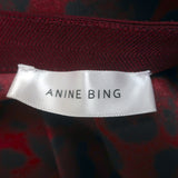 Anine Bing Bar Midi Skirt Red Leopard Print Silk Satin Size Medium