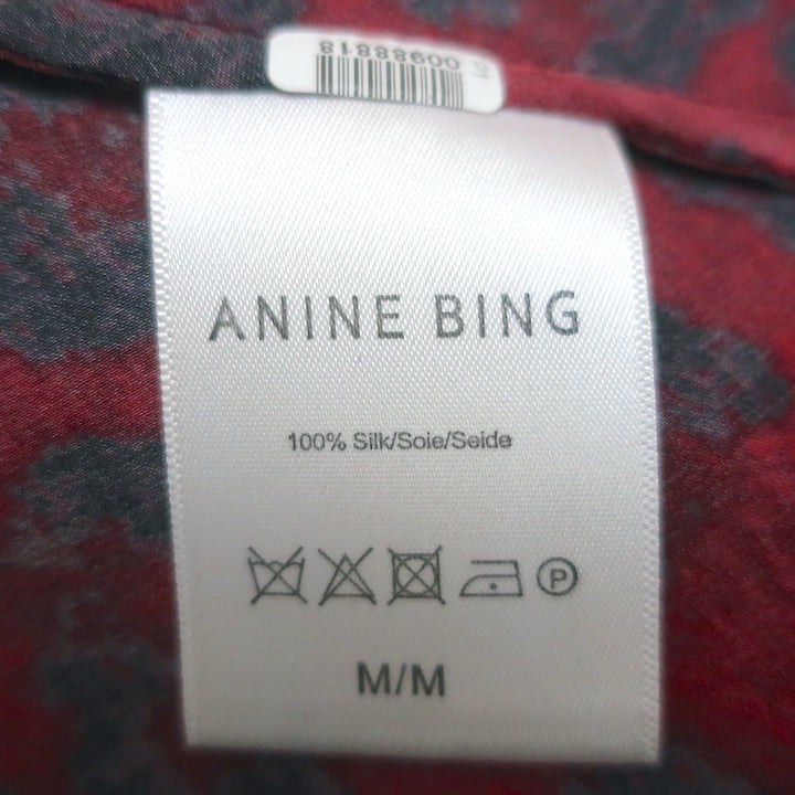 Anine Bing Bar Midi Skirt Red Leopard Print Silk Satin Size Medium