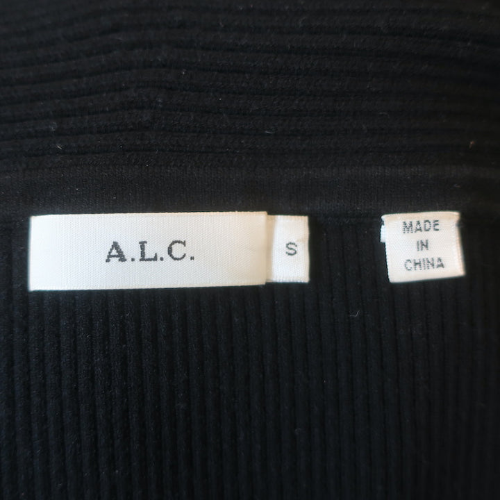 A.L.C. Rayne Off the Shoulder Sweater Black Ribbed Knit Size Small