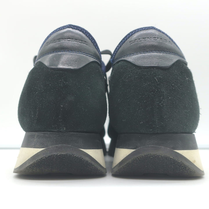 Balenciaga Race Runner Sneakers Navy Leather &amp; Mesh Size 37