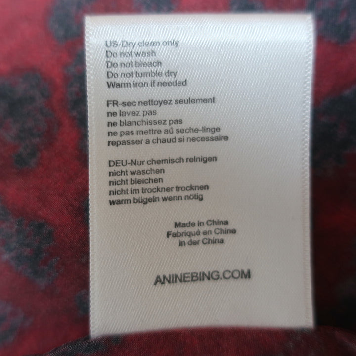 Anine Bing Bar Midi Skirt Red Leopard Print Silk Satin Size Medium