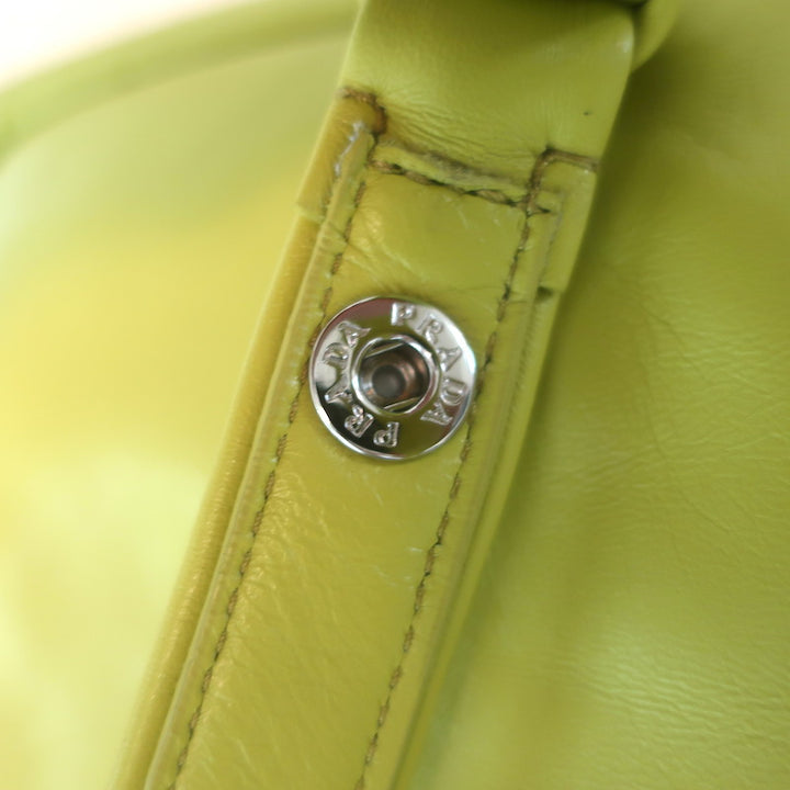 Prada Small Padded Soft Nappa Leather Tote Yellow Crossbody Bag