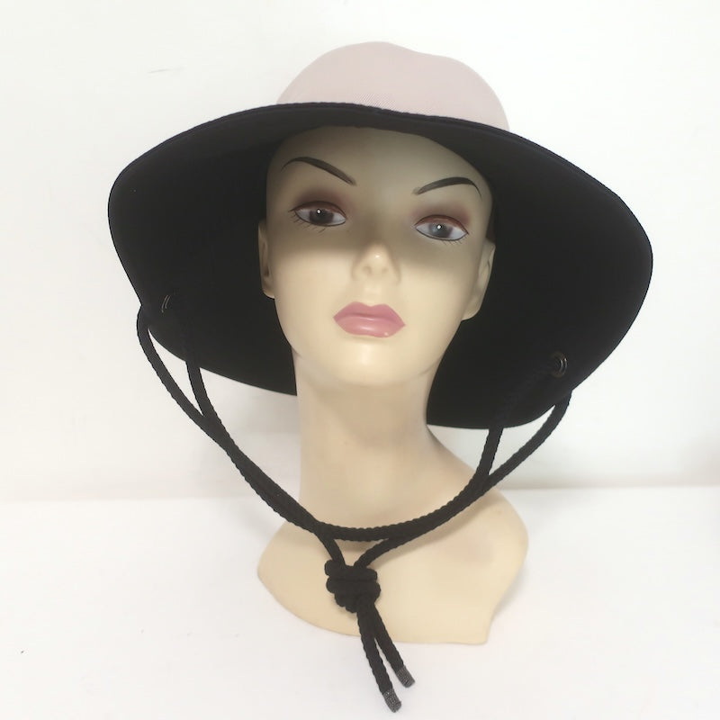 Brunello Cucinelli Monili-Trimmed Bicolor Sun Hat Taupe/Black Canvas Size Medium