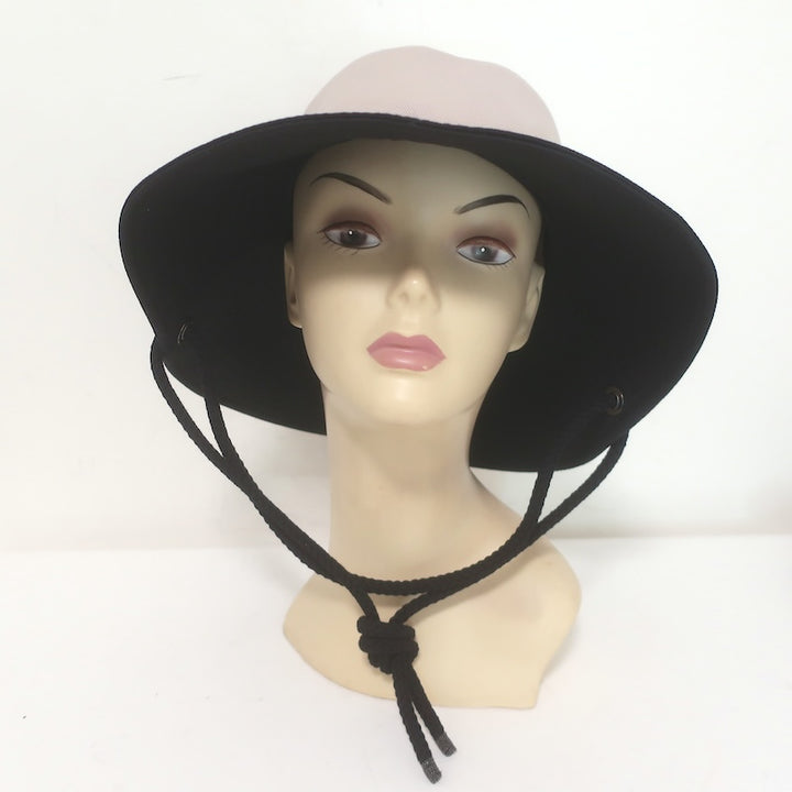 Brunello Cucinelli Monili-Trimmed Bicolor Sun Hat Taupe/Black Canvas Size Medium