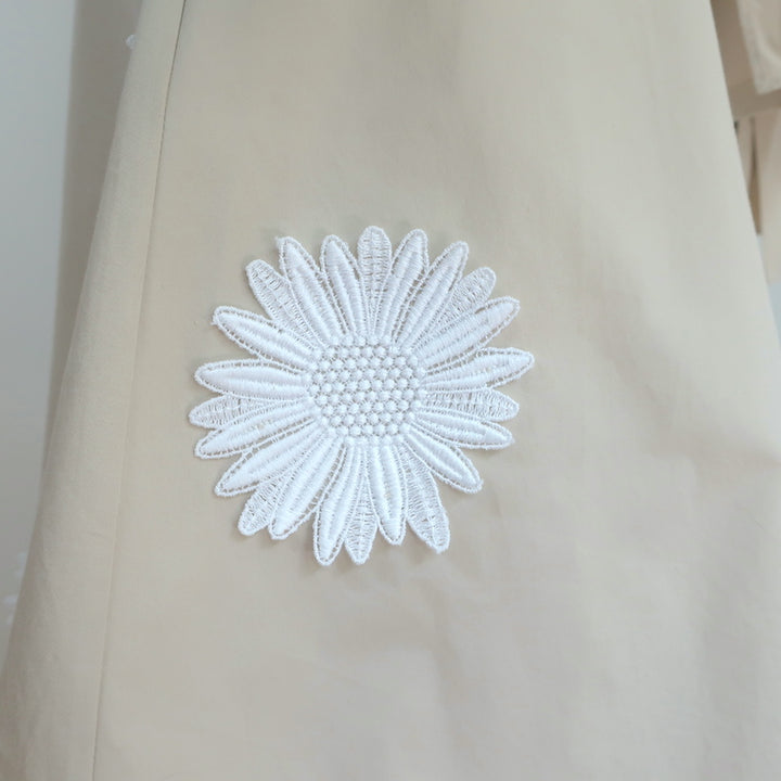 Silvia Tcherassi Paloma Dress Beige Daisy-Embroidered Poplin Size Extra Small