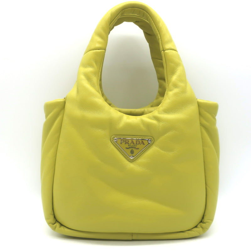 Prada Small Padded Soft Nappa Leather Tote Yellow Crossbody Bag