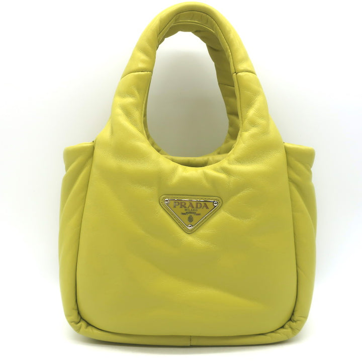 Prada Small Padded Soft Nappa Leather Tote Yellow Crossbody Bag