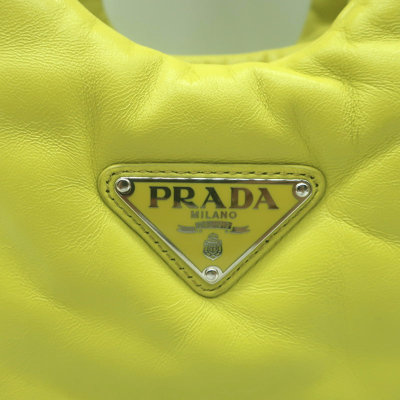 Prada Small Padded Soft Nappa Leather Tote Yellow Crossbody Bag