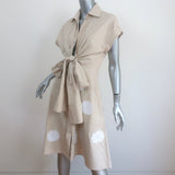 Silvia Tcherassi Paloma Dress Beige Daisy-Embroidered Poplin Size Extra Small