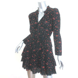 Ulla Johnson Josette Mini Dress Black Eyelet-Embroidered Floral Print Size 2