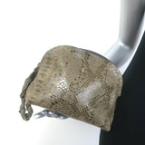 Henry Beguelin Snakeskin Wristlet Clutch Olive