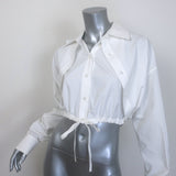 T by Alexander Wang Layered-Effect Cropped Shirt White Poplin Size Extra Small