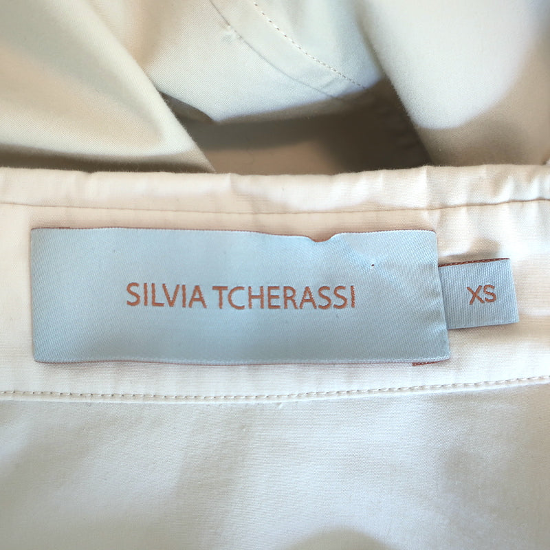 Silvia Tcherassi Paloma Dress Beige Daisy-Embroidered Poplin Size Extra Small