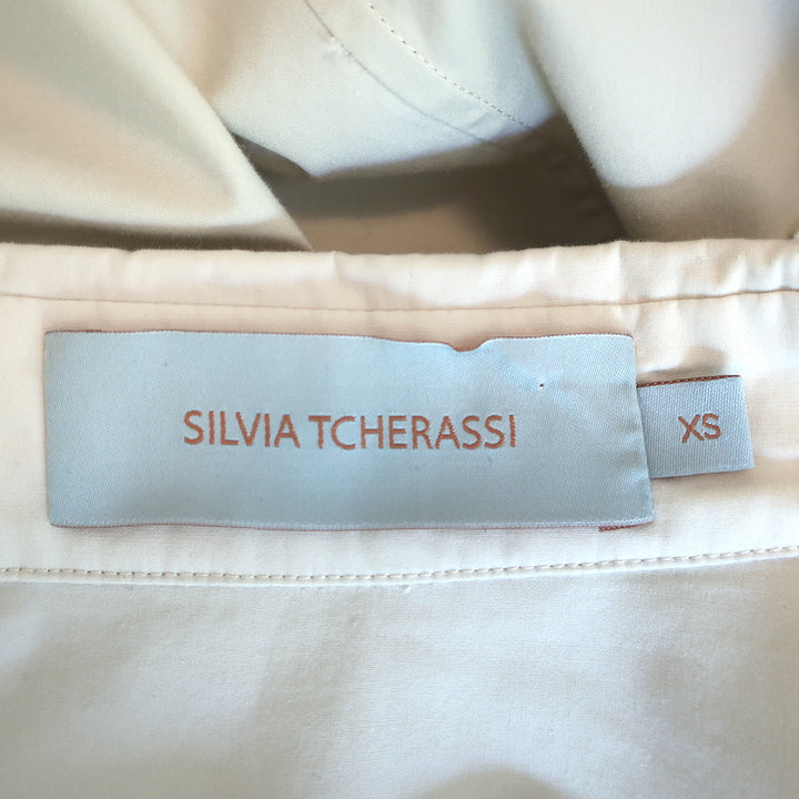 Silvia Tcherassi Paloma Dress Beige Daisy-Embroidered Poplin Size Extra Small