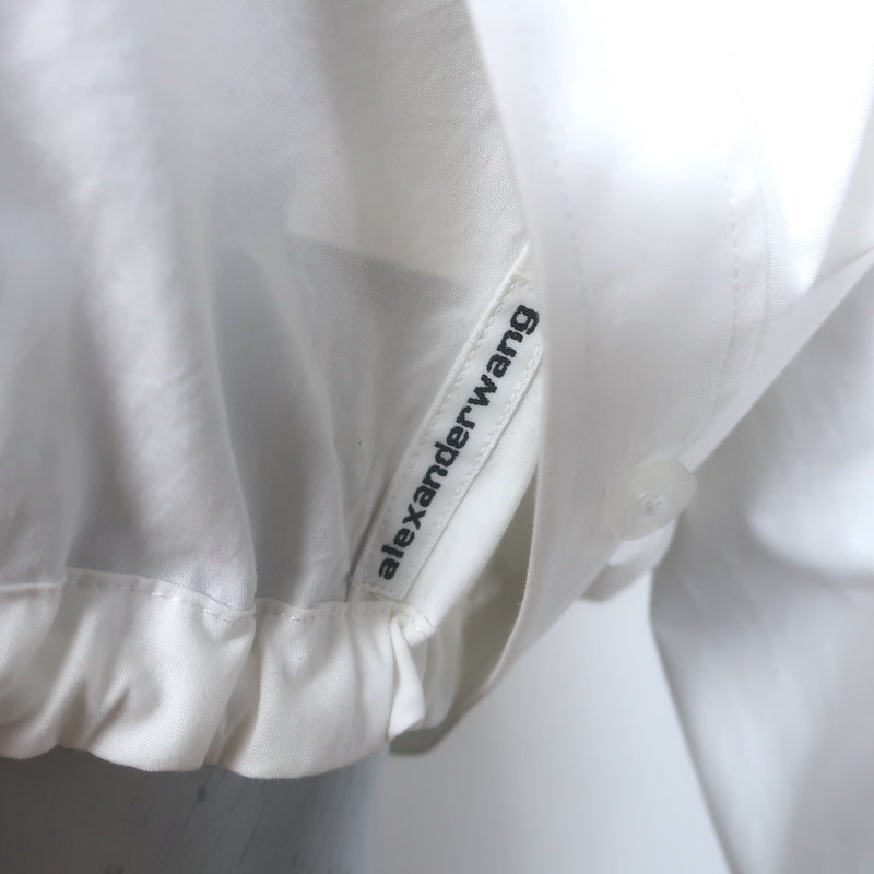 T by Alexander Wang Layered-Effect Cropped Shirt White Poplin Size Extra Small