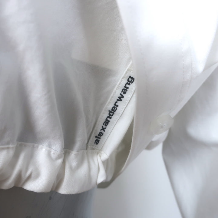 T by Alexander Wang Layered-Effect Cropped Shirt White Poplin Size Extra Small