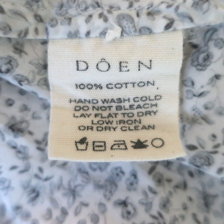 Doen Mandarin Maxi Dress White/Navy Champignon Floral Print Poplin Size Small